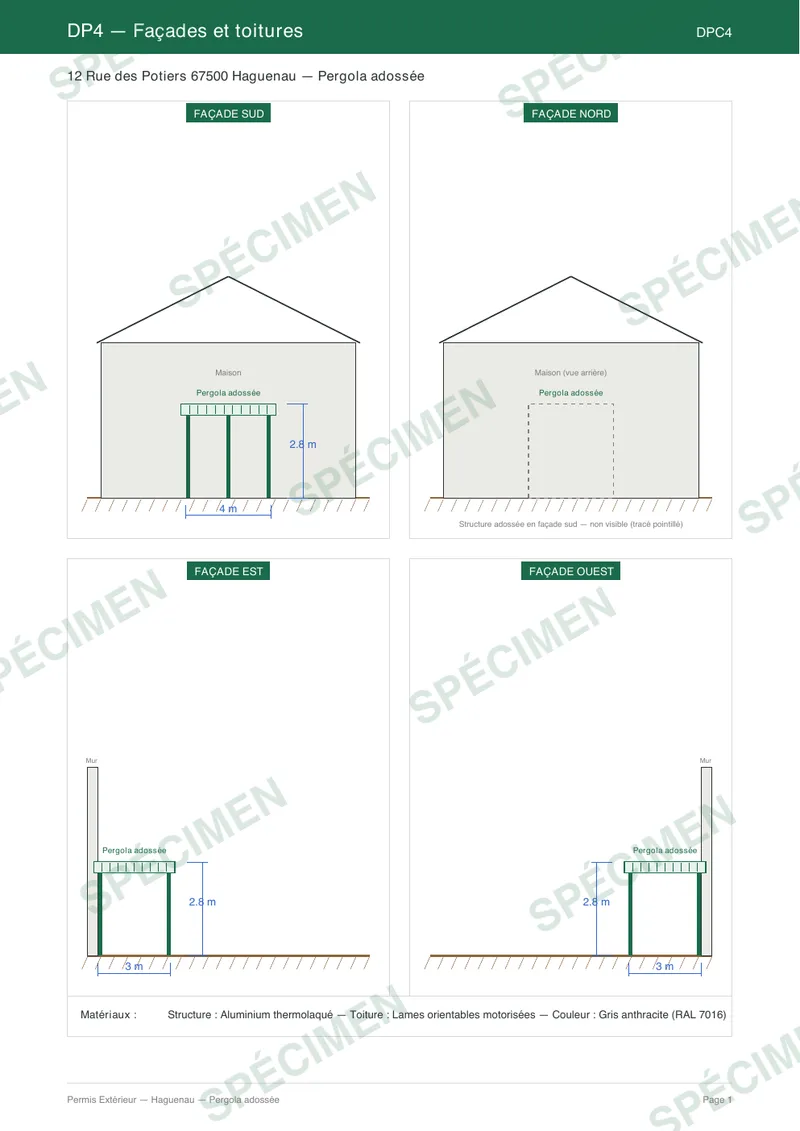 Spécimen pergola — Façades et toitures (DPC4)